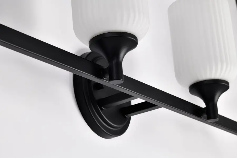 Solara 4-Light Vanity in Matte Black with Frosted Ribbed Glass - Image 12