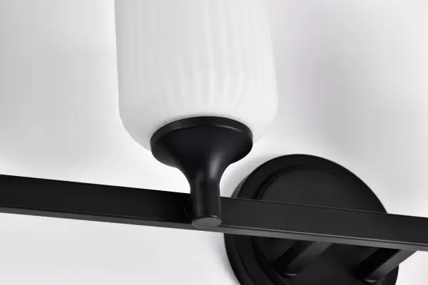 Solara 4-Light Vanity in Matte Black with Frosted Ribbed Glass - Image 14
