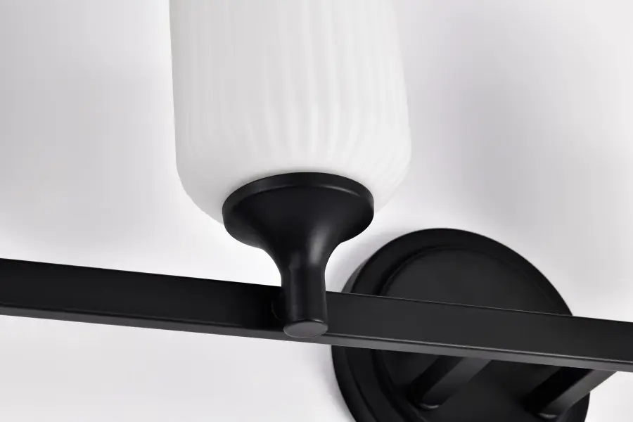 Solara 4-Light Vanity in Matte Black with Frosted Ribbed Glass - Image 14