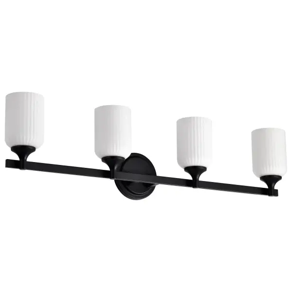 Solara 4-Light Vanity in Matte Black with Frosted Ribbed Glass - Image 3