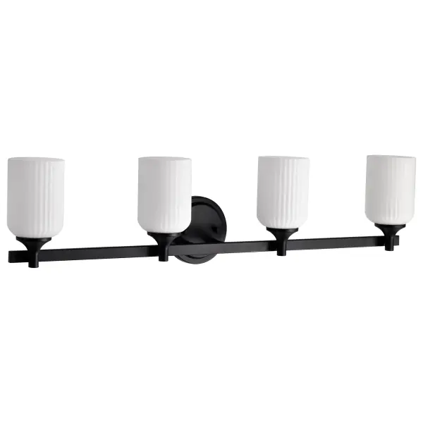 Solara 4-Light Vanity in Matte Black with Frosted Ribbed Glass - Image 5