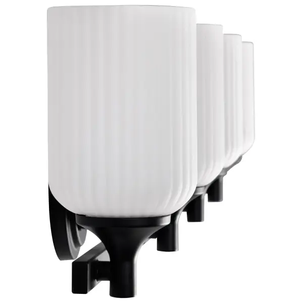 Solara 4-Light Vanity in Matte Black with Frosted Ribbed Glass - Image 9