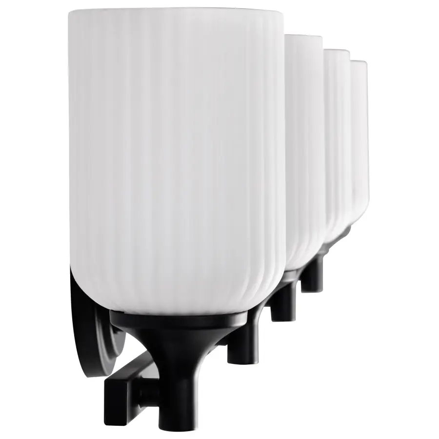 Solara 4-Light Vanity in Matte Black with Frosted Ribbed Glass - Image 9