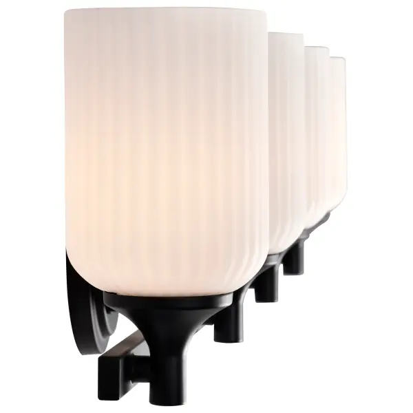 Solara 4-Light Vanity in Matte Black with Frosted Ribbed Glass - Image 10