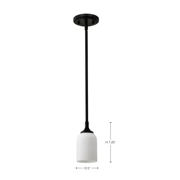 Solara Mini Pendant - Matte Black with Frosted Ribbed Glass - Image 11