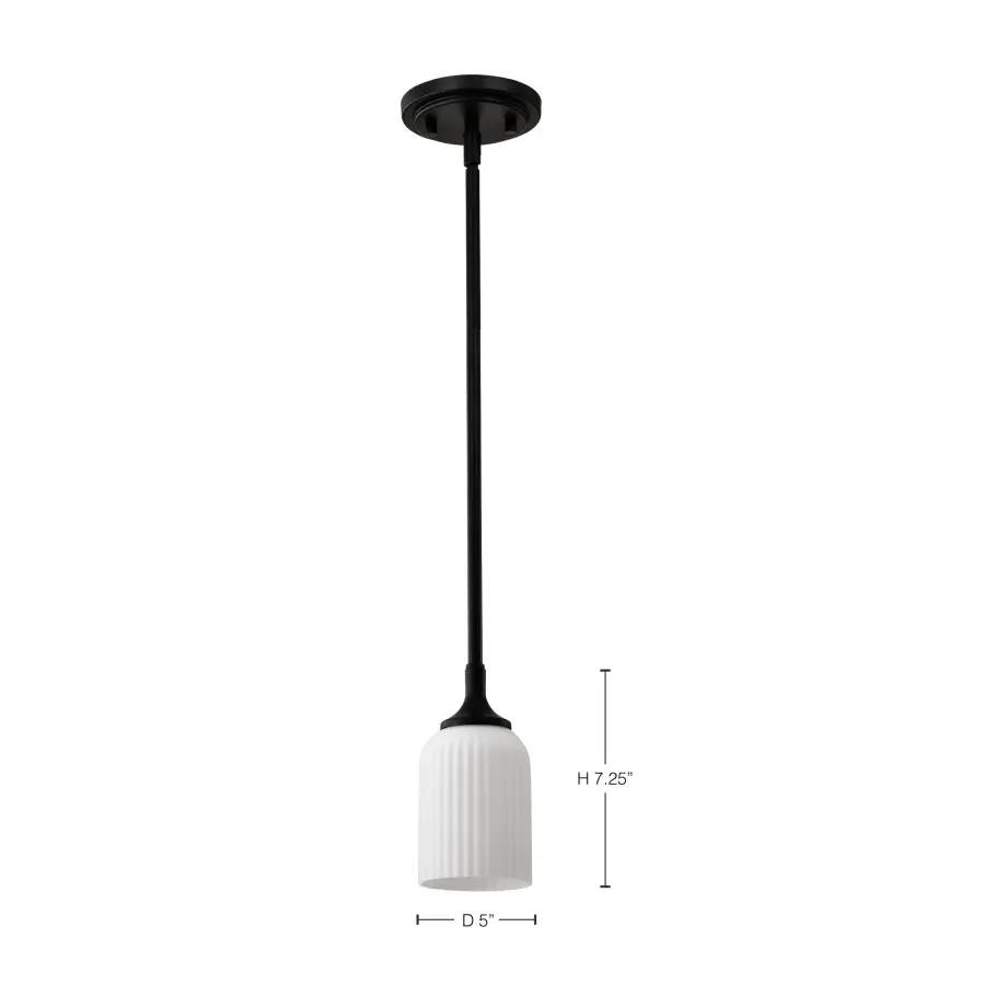Solara Mini Pendant - Matte Black with Frosted Ribbed Glass - Image 11