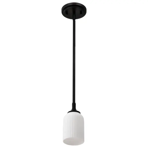 Solara Mini Pendant - Matte Black with Frosted Ribbed Glass - Image 5