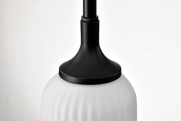 Solara Mini Pendant - Matte Black with Frosted Ribbed Glass - Image 7