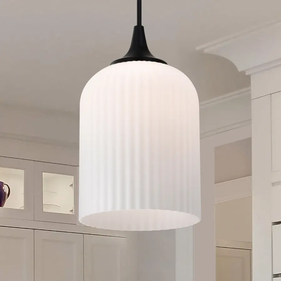 Solara Pendant Light with Frosted Ribbed Glass - Image 15