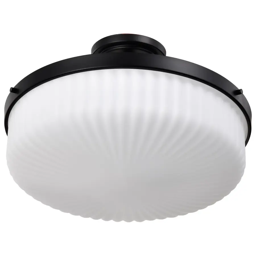 Solara Semi Flush Mount - Matte Black with Frosted Ribbed Glass - Image 5