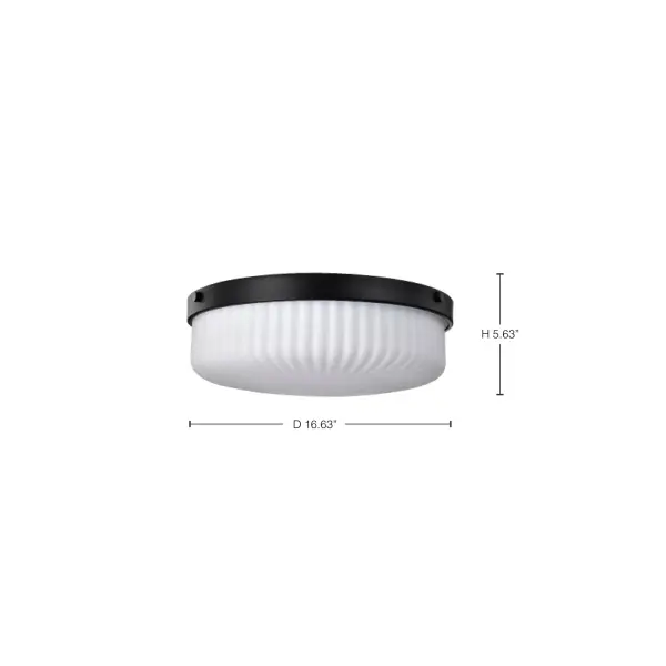 Solara Flush Mount - Matte Black with Frosted Ribbed Glass - Image 12
