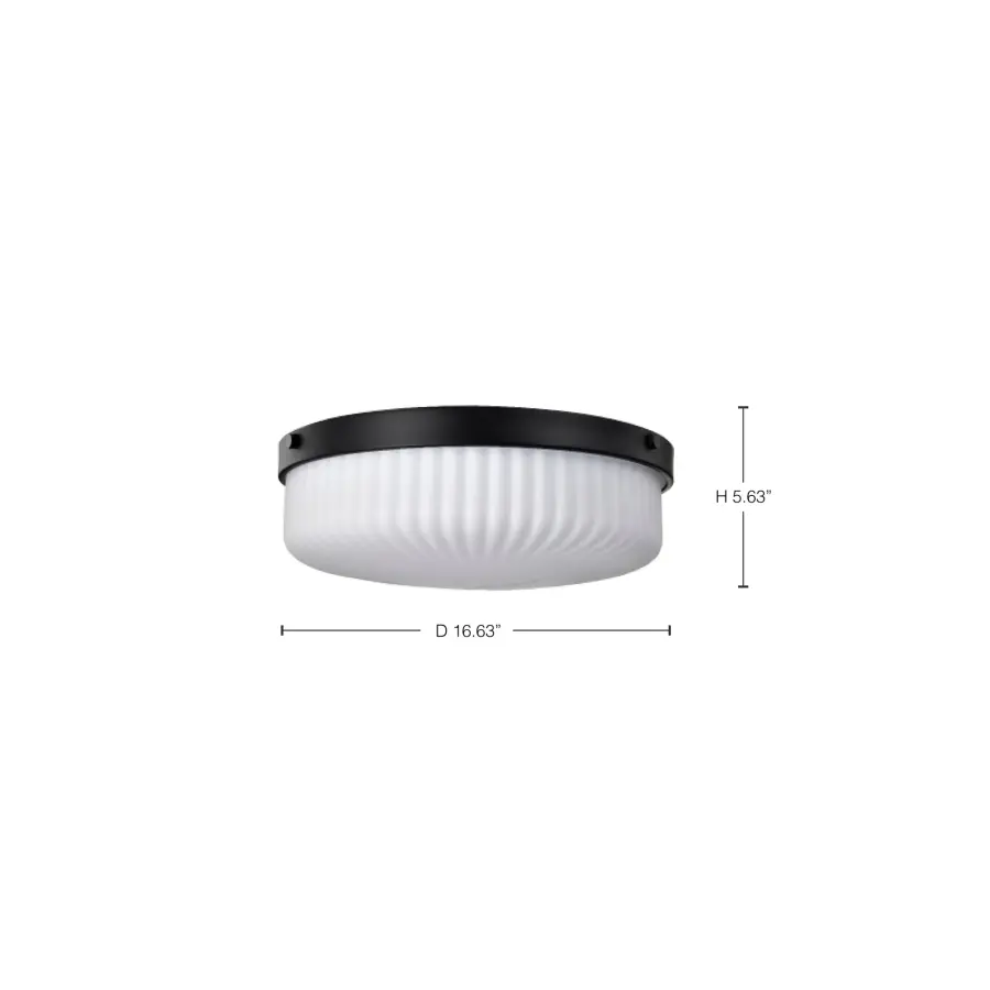 Solara Flush Mount - Matte Black with Frosted Ribbed Glass - Image 12