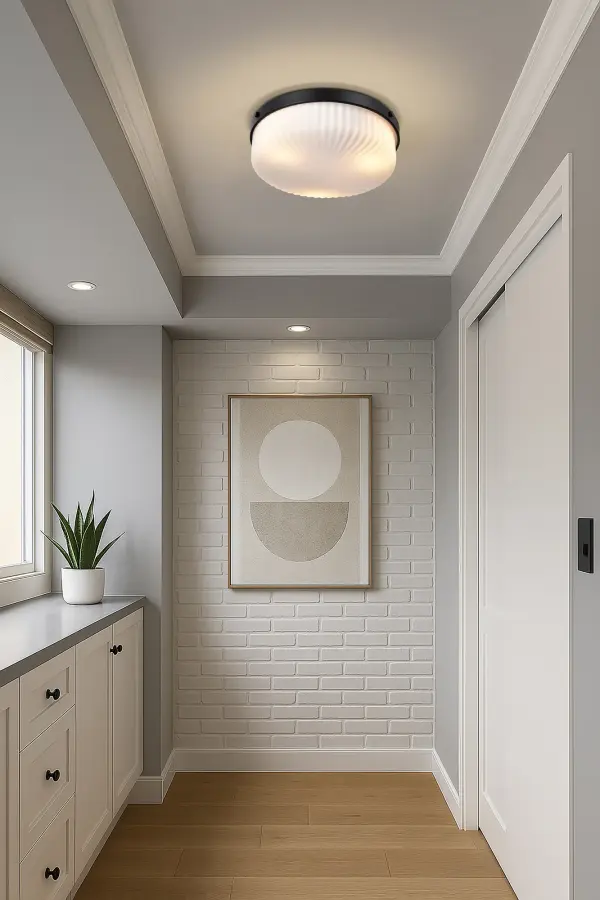 Solara Flush Mount - Matte Black with Frosted Ribbed Glass - Image 13