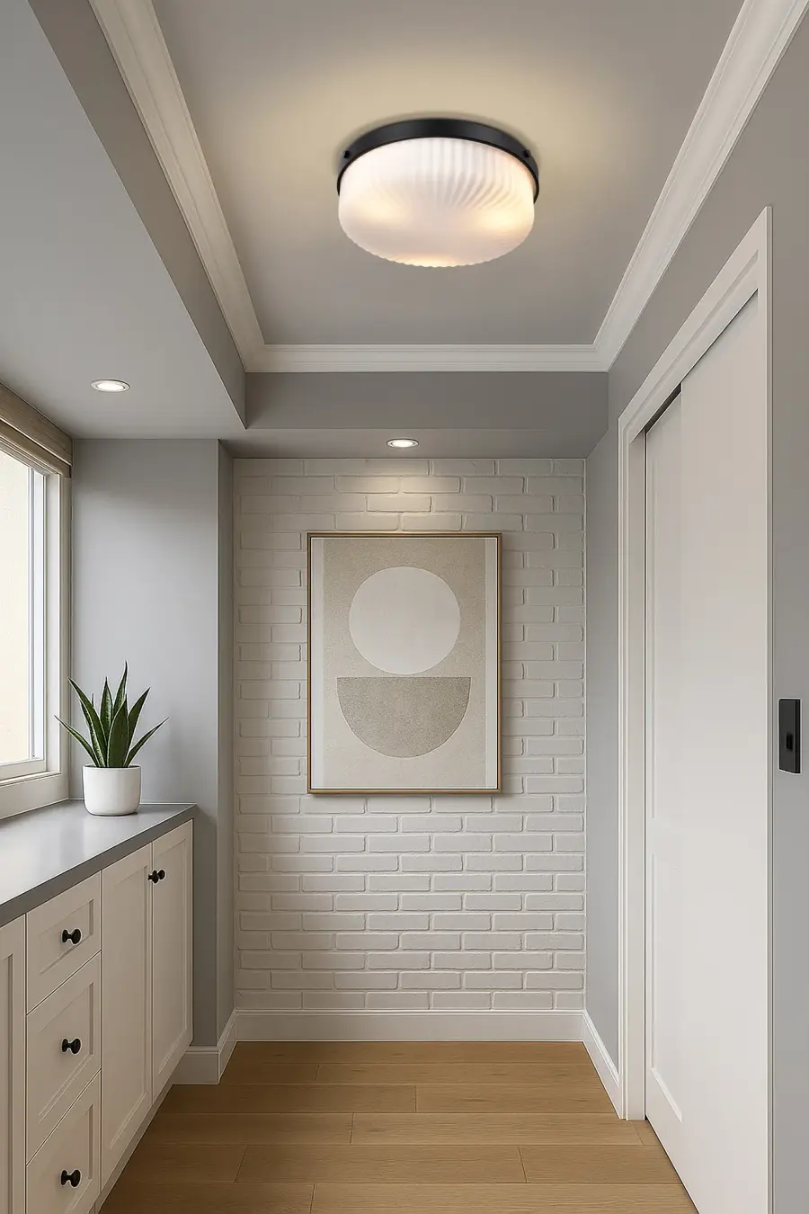 Solara Flush Mount - Matte Black with Frosted Ribbed Glass - Image 13
