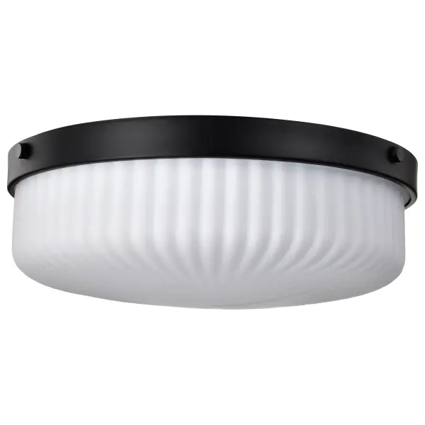 Solara Flush Mount - Matte Black with Frosted Ribbed Glass - Image 3