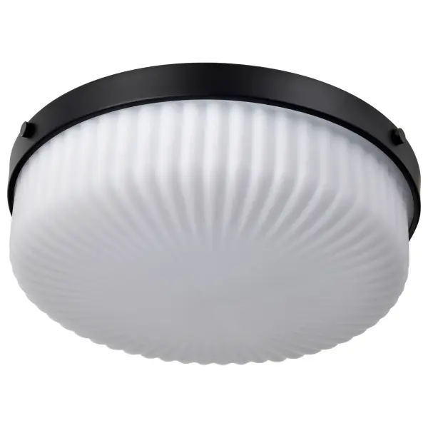 Solara Flush Mount - Matte Black with Frosted Ribbed Glass - Image 5