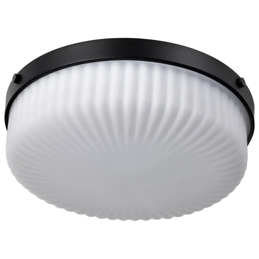 Solara Flush Mount - Matte Black with Frosted Ribbed Glass - Image 5