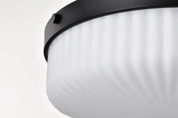 Solara Flush Mount - Matte Black with Frosted Ribbed Glass - Image 9