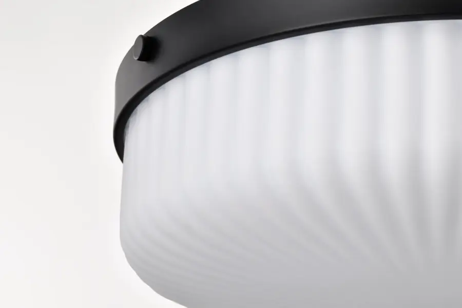 Solara Flush Mount - Matte Black with Frosted Ribbed Glass - Image 9