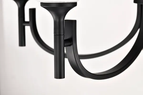 Solara 5-Light Chandelier in Matte Black with Frosted Ribbed Glass - Image 12