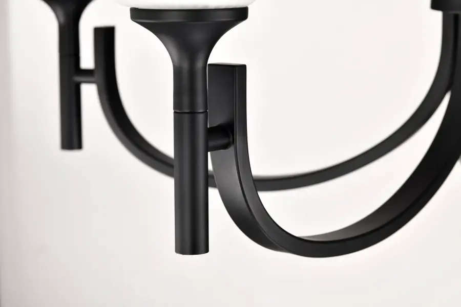 Solara 5-Light Chandelier in Matte Black with Frosted Ribbed Glass - Image 12