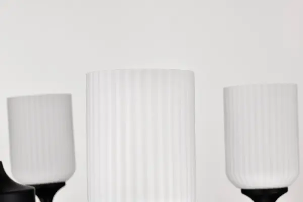 Solara 5-Light Chandelier in Matte Black with Frosted Ribbed Glass - Image 8