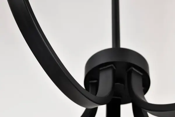 Solara 5-Light Chandelier in Matte Black with Frosted Ribbed Glass - Image 9