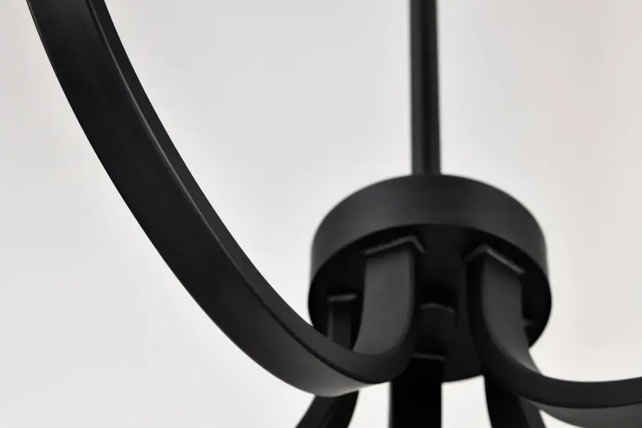 Solara 5-Light Chandelier in Matte Black with Frosted Ribbed Glass - Image 9