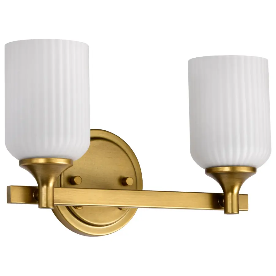 Elegant Brass Vanity Light with Timeless Scalloped Glass Design - Image 1