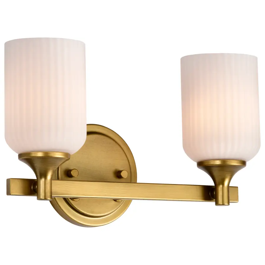 Elegant Brass Vanity Light with Timeless Scalloped Glass Design - Image 2