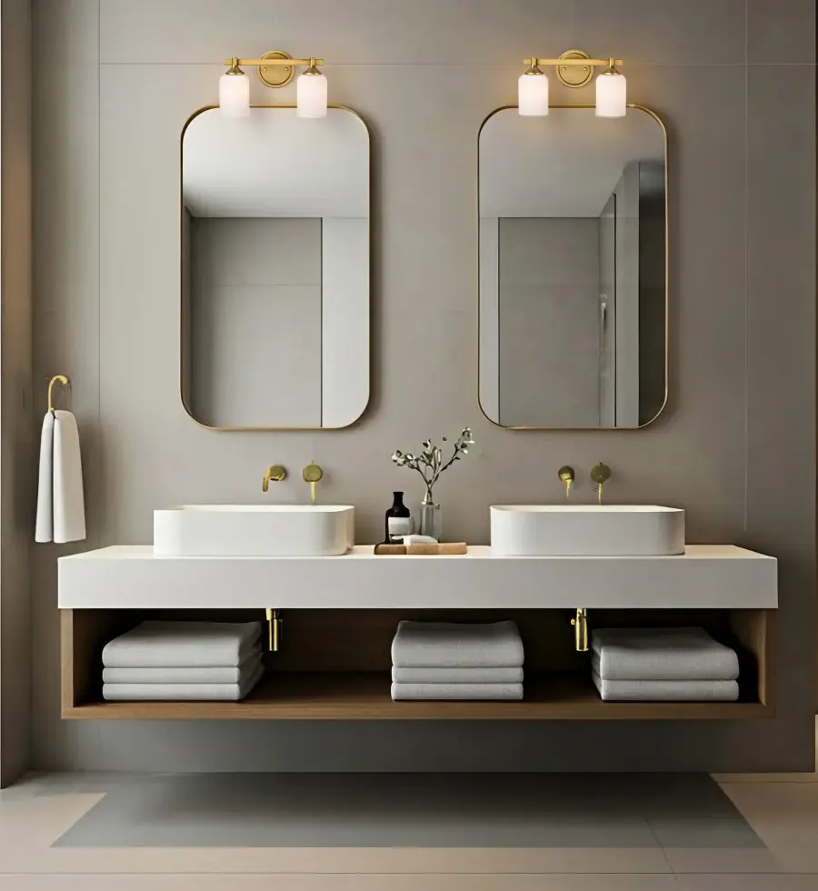 Elegant Brass Vanity Light with Timeless Scalloped Glass Design - Image 17