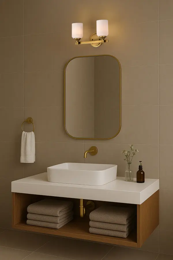 Elegant Brass Vanity Light with Timeless Scalloped Glass Design - Image 19