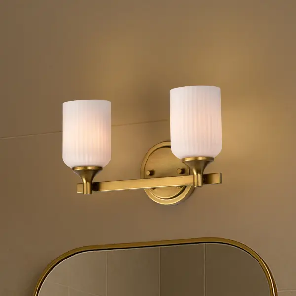 Elegant Brass Vanity Light with Timeless Scalloped Glass Design - Image 20