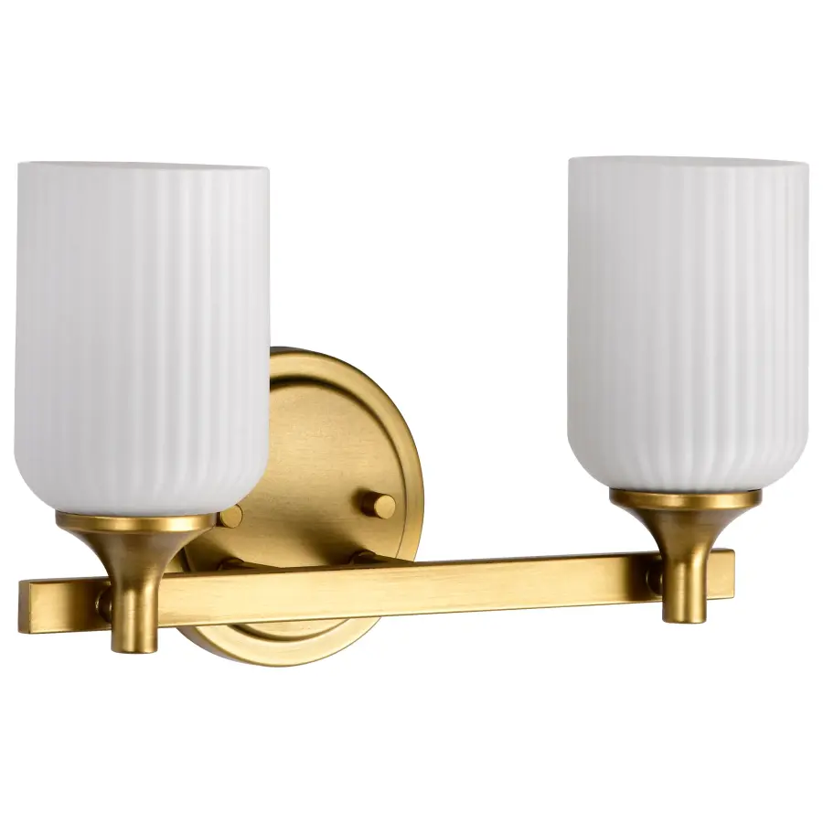 Elegant Brass Vanity Light with Timeless Scalloped Glass Design - Image 3