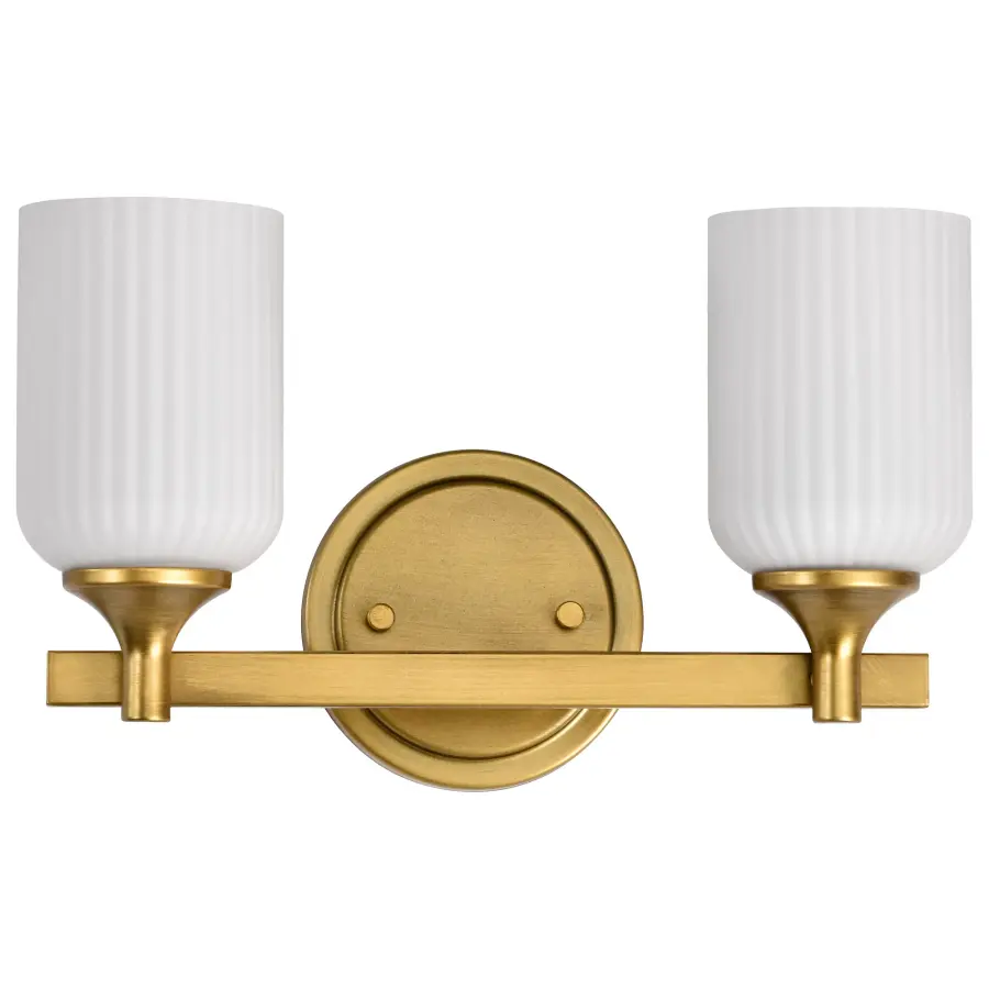 Elegant Brass Vanity Light with Timeless Scalloped Glass Design - Image 5
