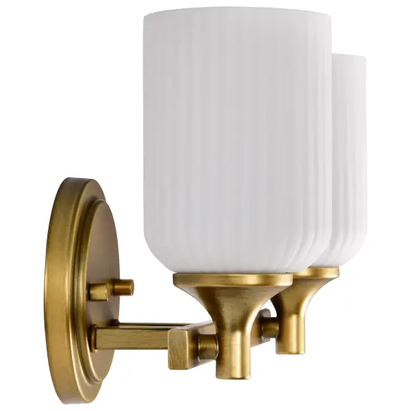 Elegant Brass Vanity Light with Timeless Scalloped Glass Design - Image 7