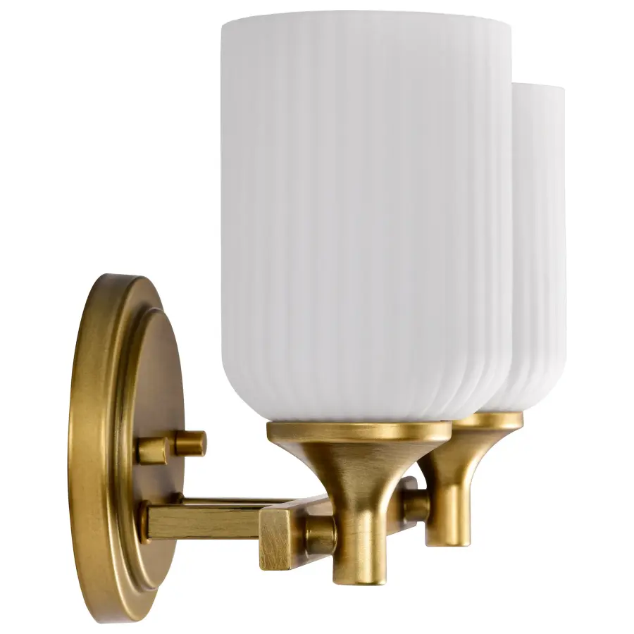 Elegant Brass Vanity Light with Timeless Scalloped Glass Design - Image 7