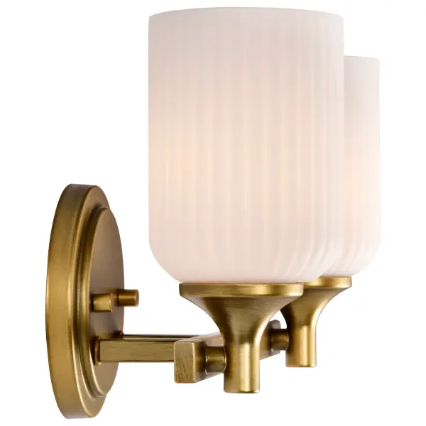 Elegant Brass Vanity Light with Timeless Scalloped Glass Design - Image 8