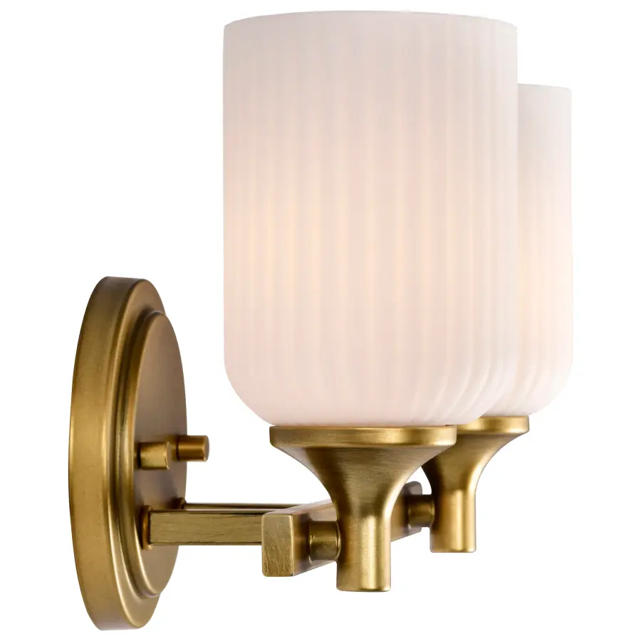 Elegant Brass Vanity Light with Timeless Scalloped Glass Design - Image 8