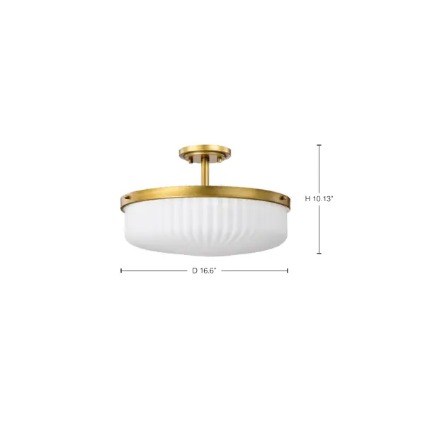 Elegant Semi Flush Mount with Timeless Brass and Ribbed Glass Detail - Image 13