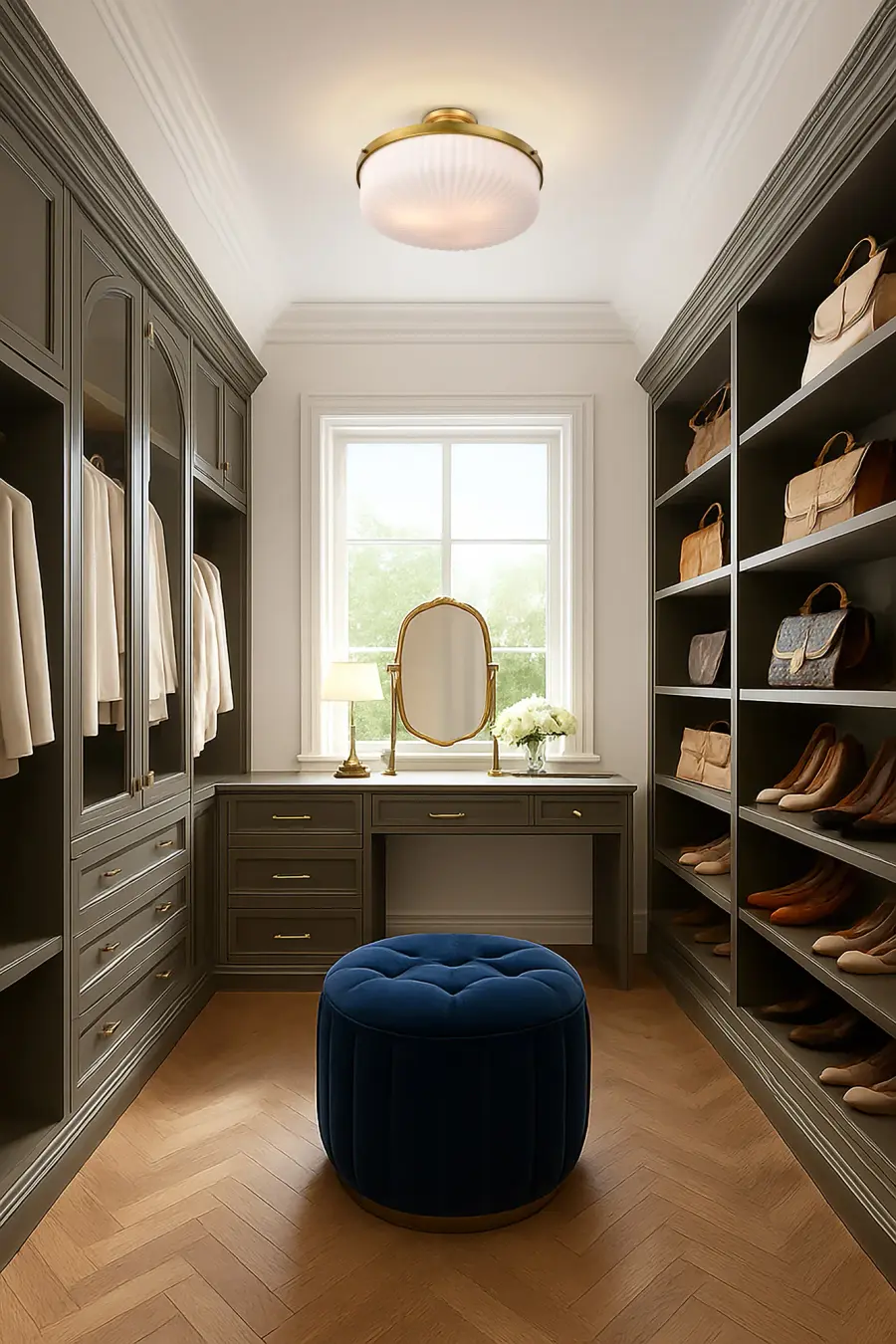 Elegant Semi Flush Mount with Timeless Brass and Ribbed Glass Detail - Image 14