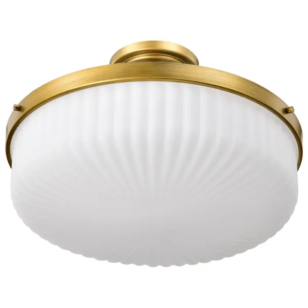 Elegant Semi Flush Mount with Timeless Brass and Ribbed Glass Detail - Image 5