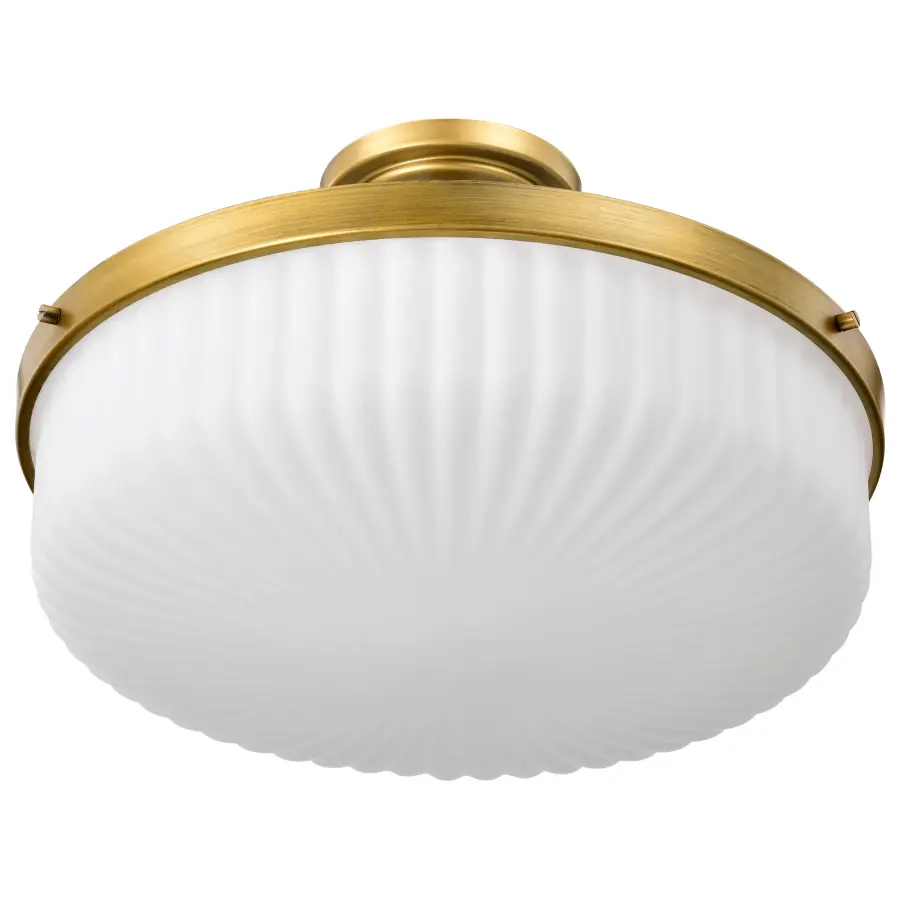 Elegant Semi Flush Mount with Timeless Brass and Ribbed Glass Detail - Image 5