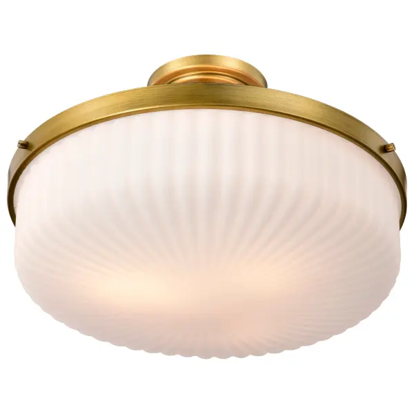 Elegant Semi Flush Mount with Timeless Brass and Ribbed Glass Detail - Image 6