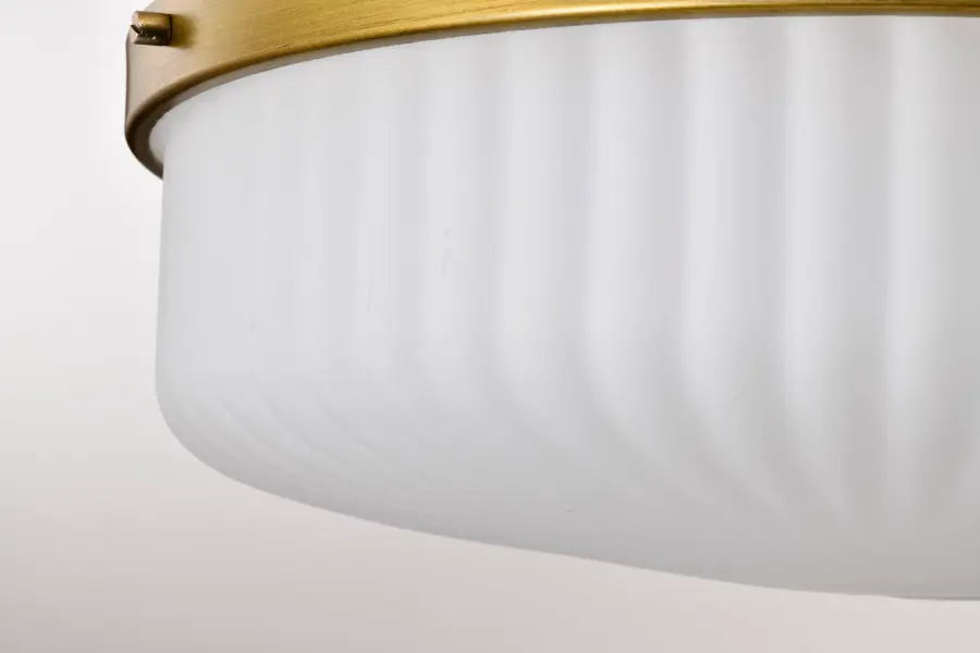 Elegant Semi Flush Mount with Timeless Brass and Ribbed Glass Detail - Image 10