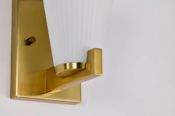 Royale 1-Light Vanity in Burnished Brass with Ribbed White Glass - Image 12