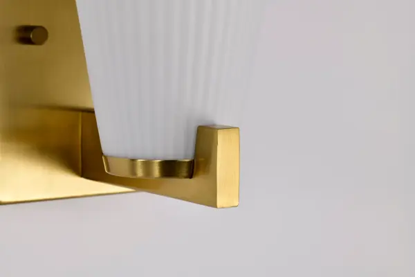 Royale 1-Light Vanity in Burnished Brass with Ribbed White Glass - Image 13