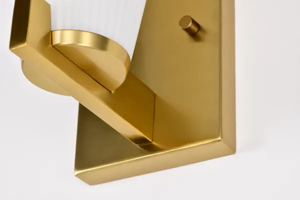 Royale 1-Light Vanity in Burnished Brass with Ribbed White Glass - Image 14
