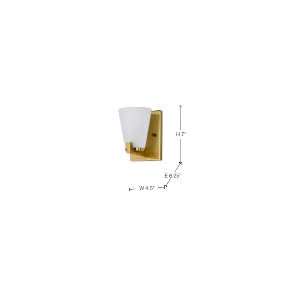 Royale 1-Light Vanity in Burnished Brass with Ribbed White Glass - Image 16