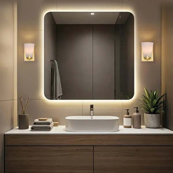 Royale 1-Light Vanity in Burnished Brass with Ribbed White Glass - Image 19